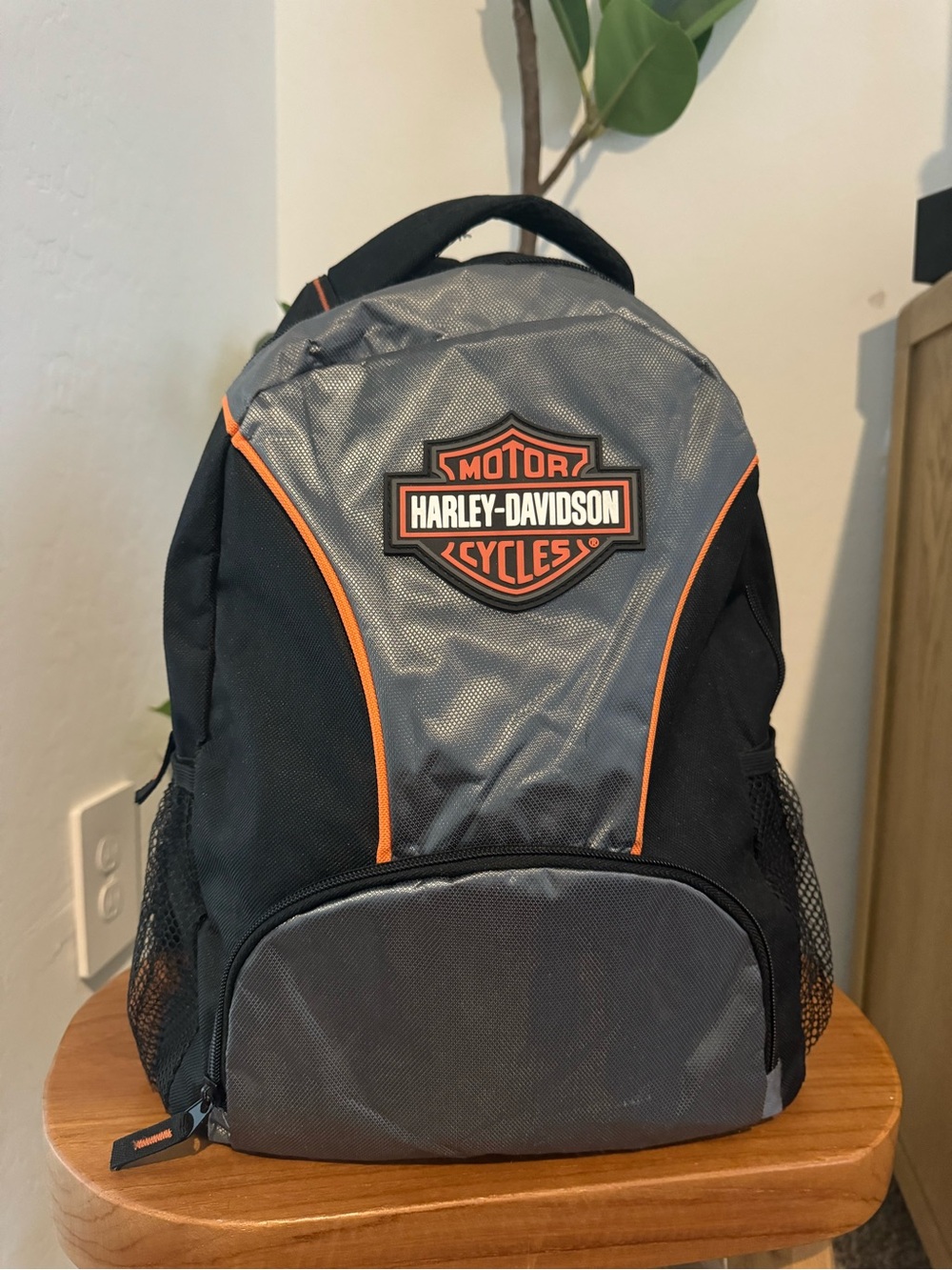 Harley-Davidson Black, Gray and Orange Logo Backpack